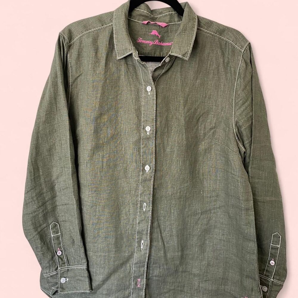 Tommy-bahama Women's Green and Khaki Shirt